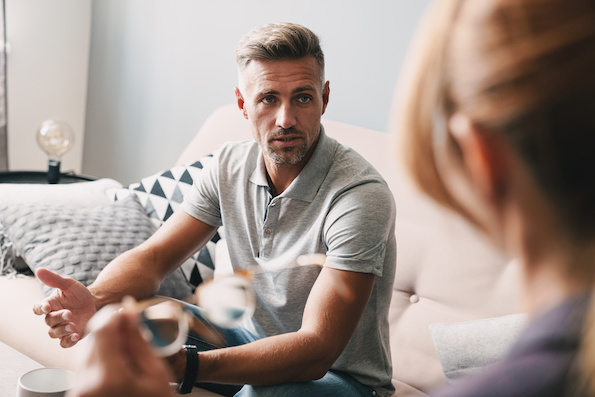 Man in a counselling therapy session